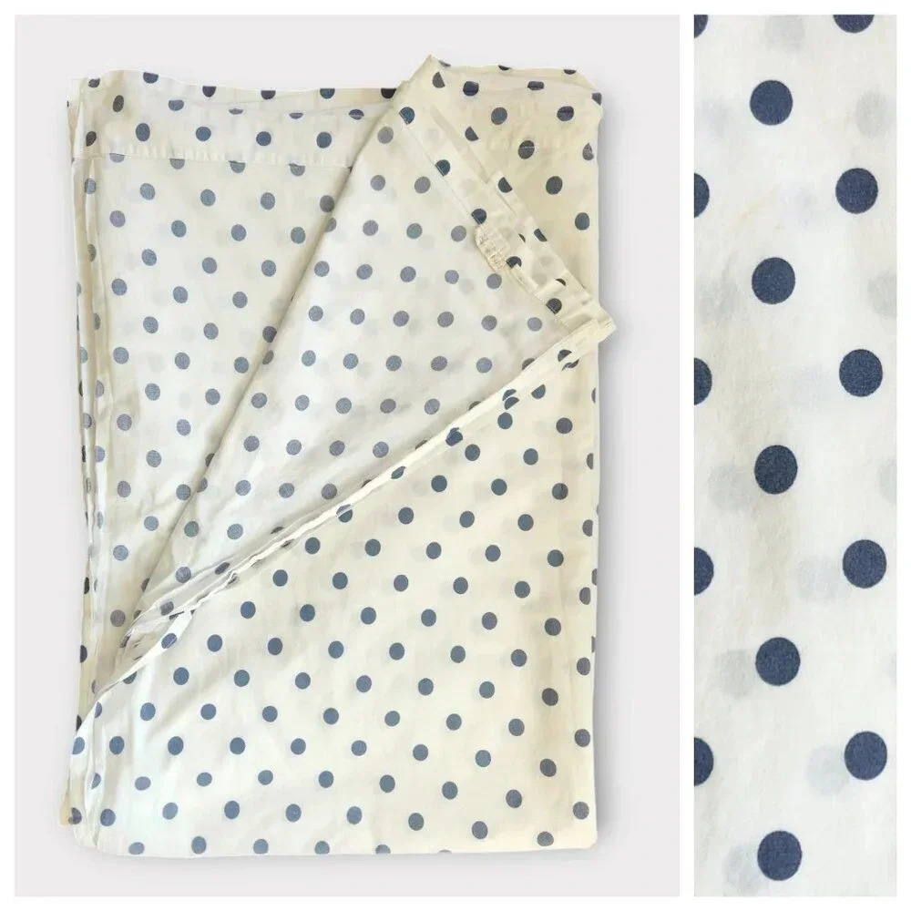 Garnet Hill Flat Sheet Size Twin Blue Polka Dot